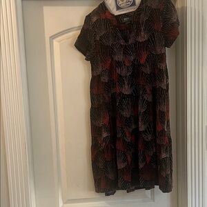 Anthropologie Black and Red Patterned Mini Dress